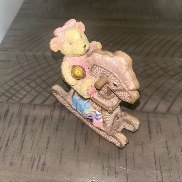 Wicker Rocking Horse with Bear Figurine - Tan and Yellow - Picture 4 of 4
